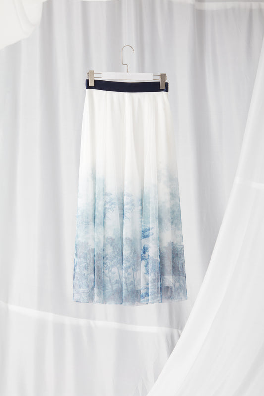 Blue Floral print skirt