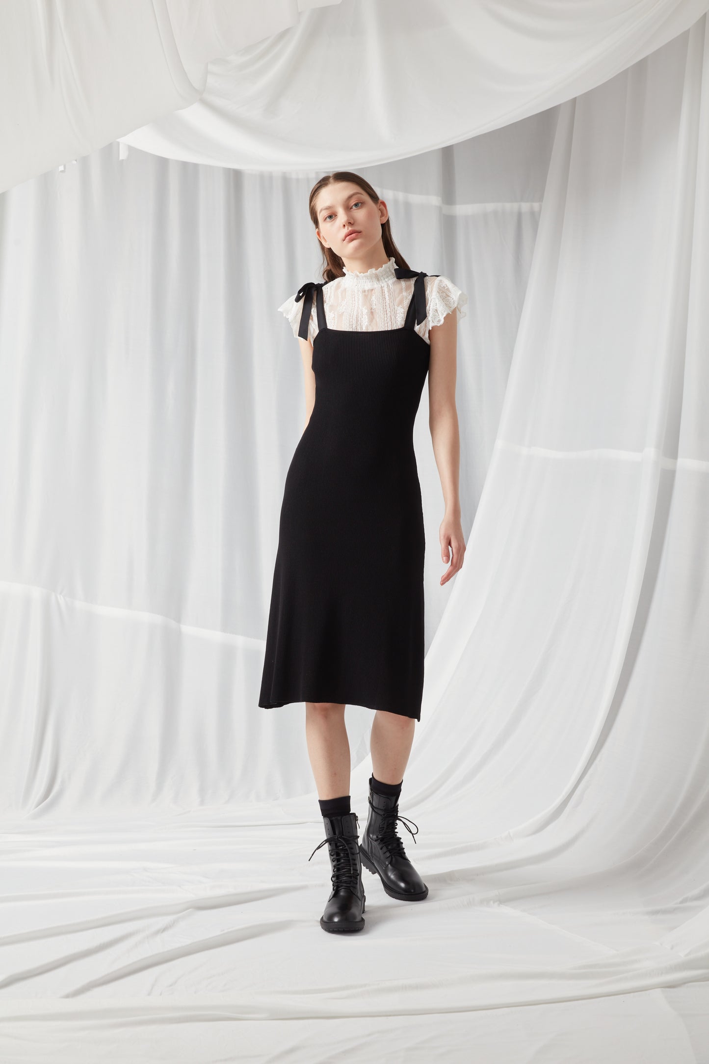 Knit Slip Dress - Black