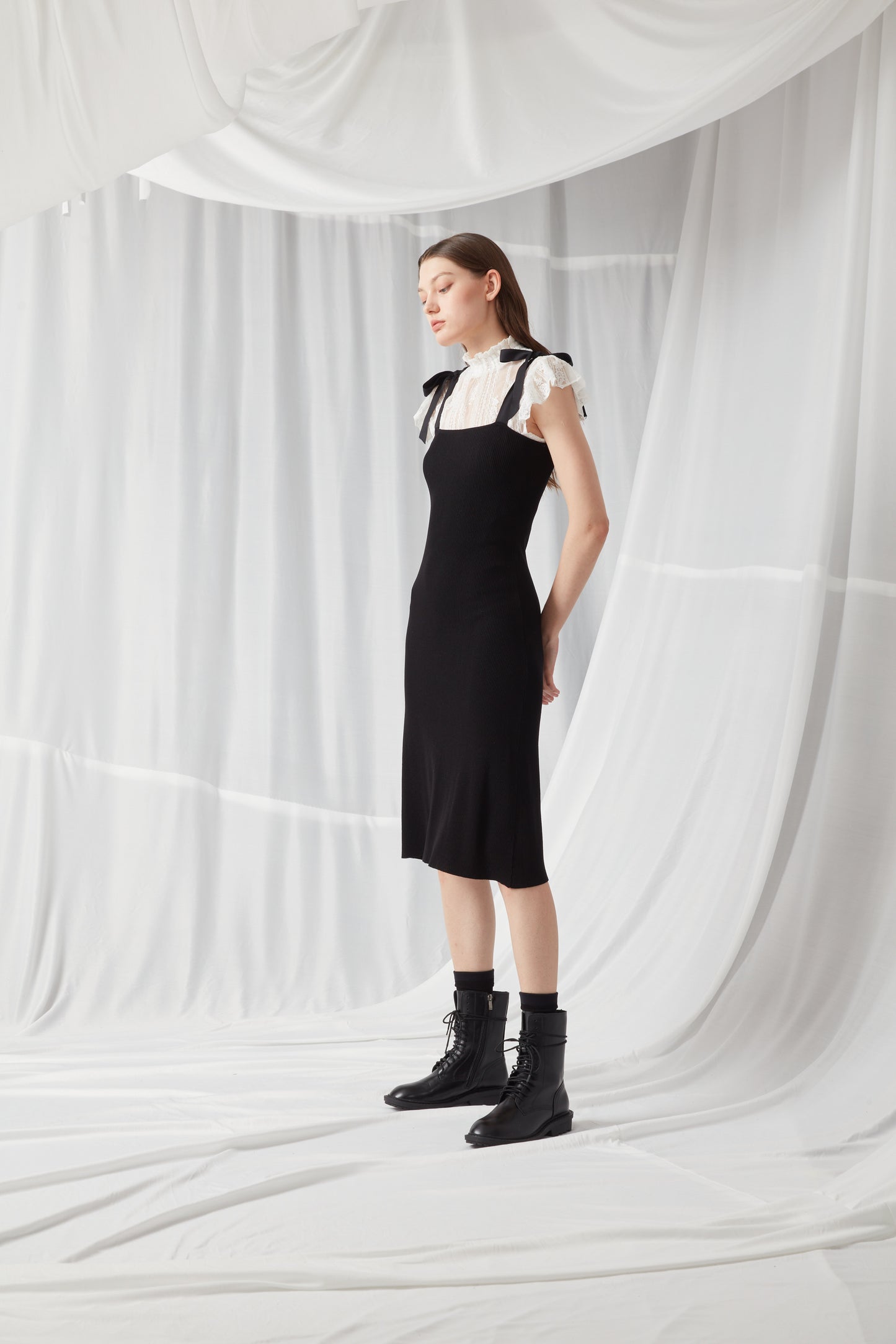 Knit Slip Dress - Black
