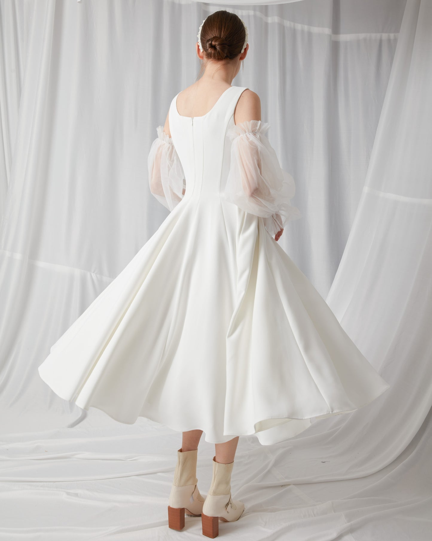 U Neck sleeveless Maxi Dress - White