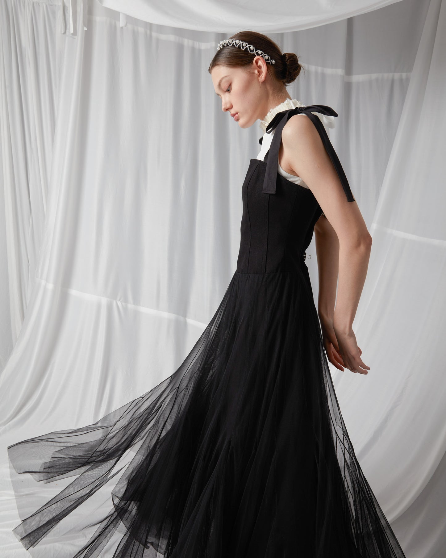 Elegant Lace Evening Dress - BLACK