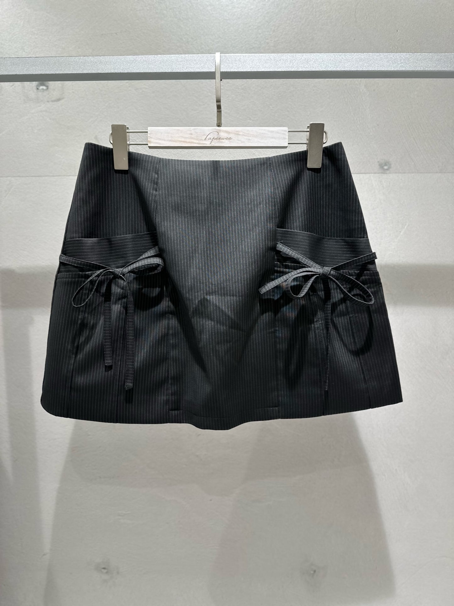 Stripe Mini Skirt - Black -Size L