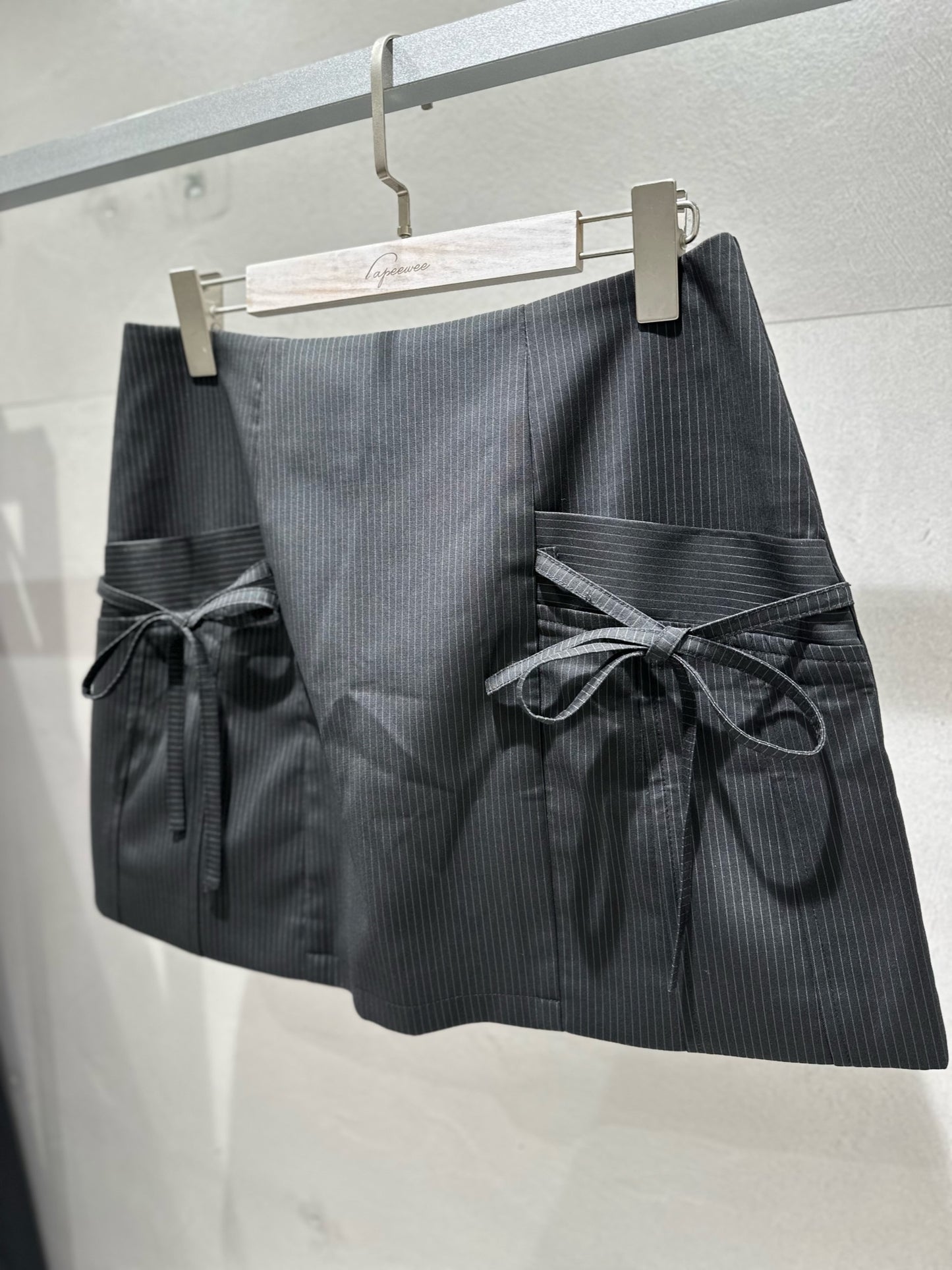 Stripe Mini Skirt - Black -Size L