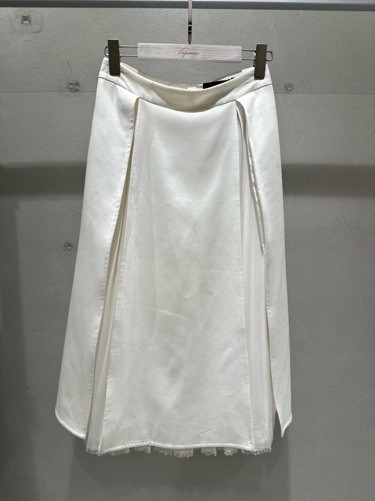 Pleated Skirt - White-Size S