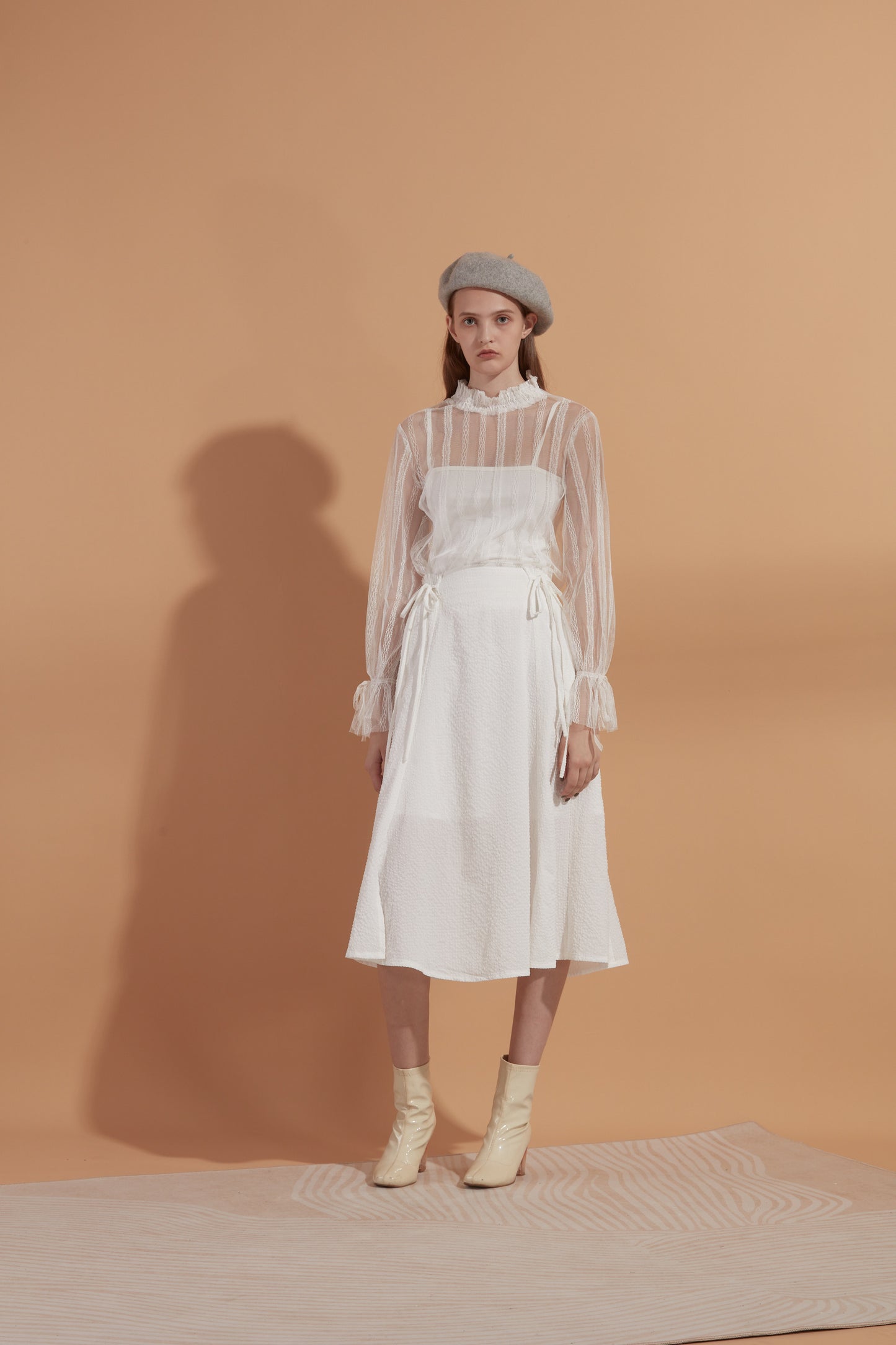 Jacquard midi skirt in white