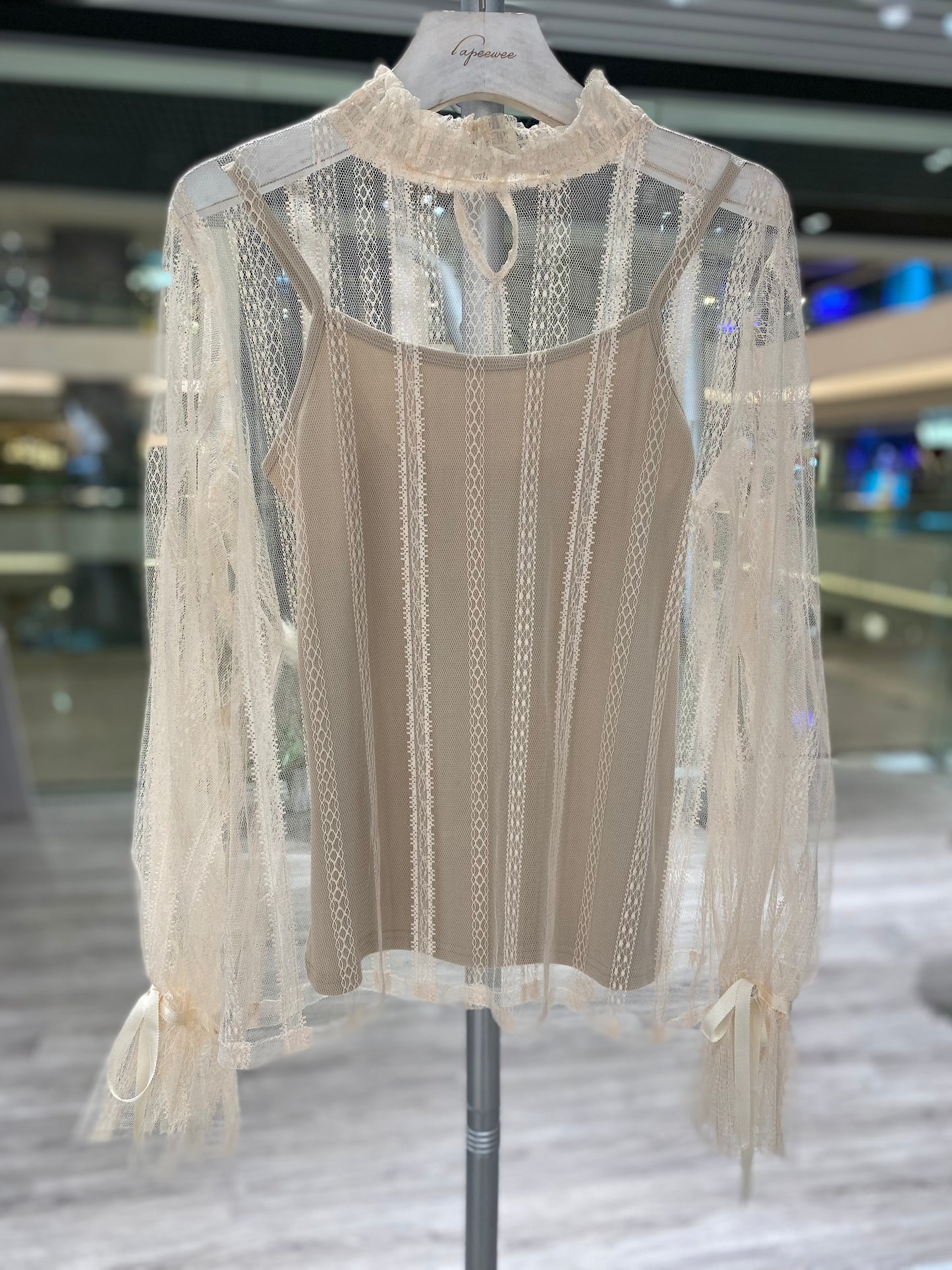 Mesh lace top in nude colour